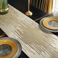 Glam Champagne Table Runner 13 x 98 Inches Long Double Layer Abstract Pattern with Luxury Tassel for Coffee Sofa Dresser Dining Table Fireplace Home Decor - 7DAY'S
