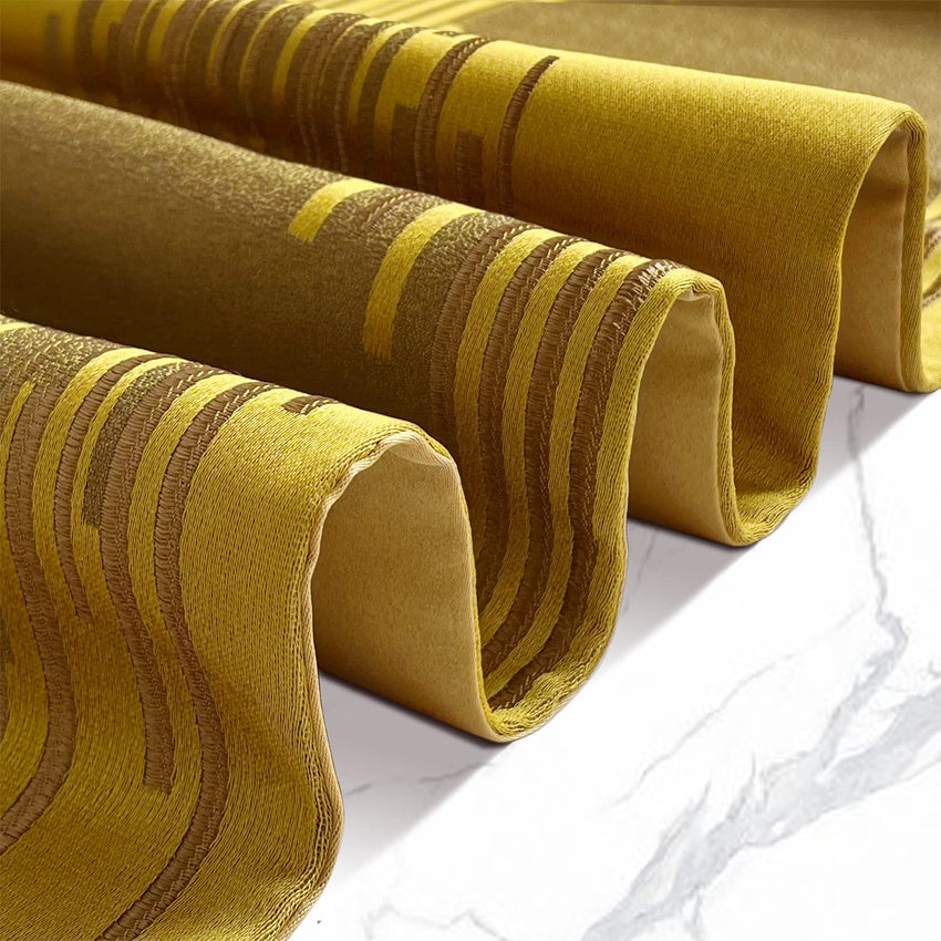 Glam Champagne Table Runner 13 x 98 Inches Long Double Layer Abstract Pattern with Luxury Tassel for Coffee Sofa Dresser Dining Table Fireplace Home Decor - 7DAY'S