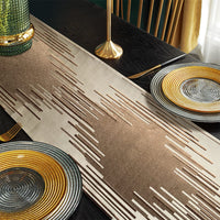 Glam Champagne Table Runner 13 x 98 Inches Long Double Layer Abstract Pattern with Luxury Tassel for Coffee Sofa Dresser Dining Table Fireplace Home Decor - 7DAY'S