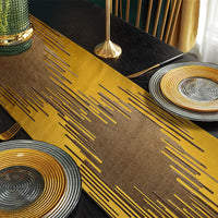 Glam Champagne Table Runner 13 x 98 Inches Long Double Layer Abstract Pattern with Luxury Tassel for Coffee Sofa Dresser Dining Table Fireplace Home Decor - 7DAY'S
