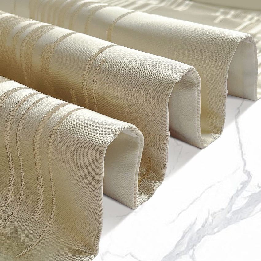 Glam Champagne Table Runner 13 x 98 Inches Long Double Layer Abstract Pattern with Luxury Tassel for Coffee Sofa Dresser Dining Table Fireplace Home Decor - 7DAY'S