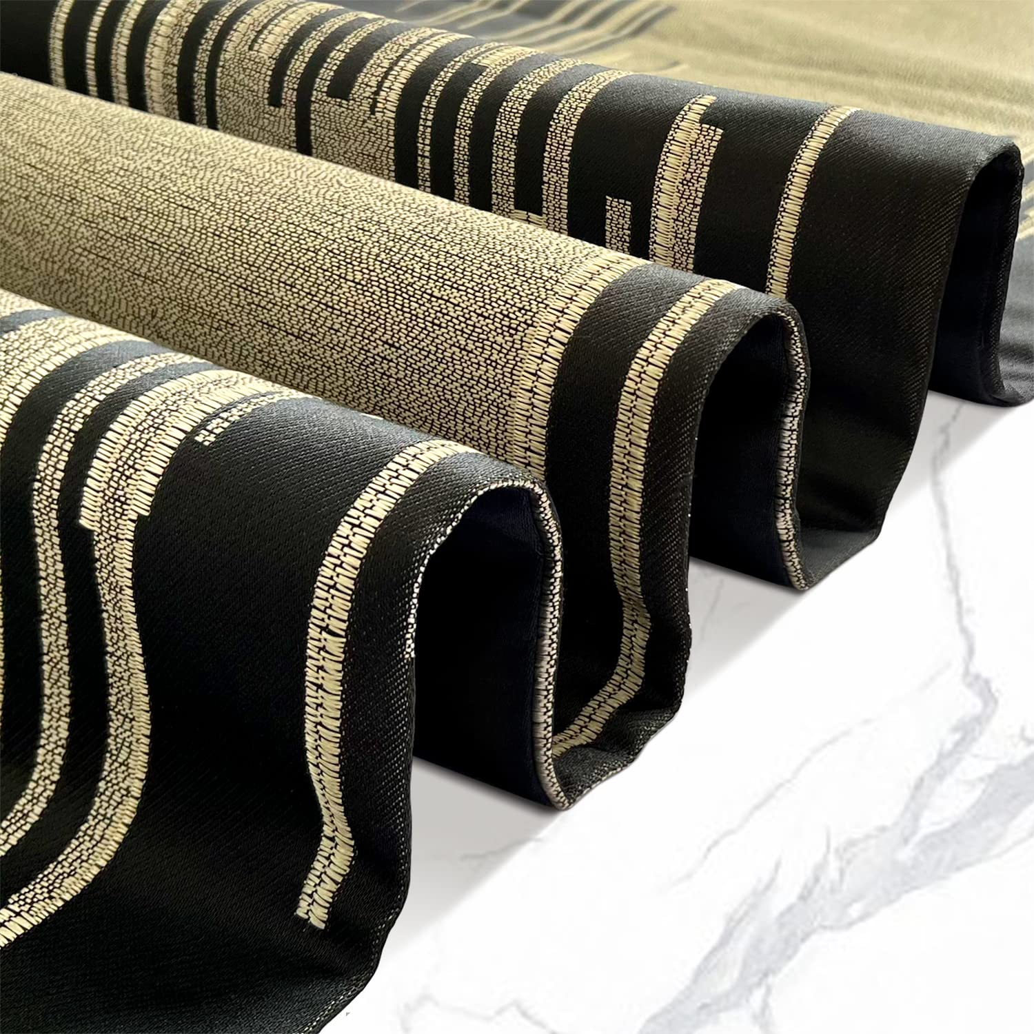 Glam Champagne Table Runner 13 x 98 Inches Long Double Layer Abstract Pattern with Luxury Tassel for Coffee Sofa Dresser Dining Table Fireplace Home Decor - 7DAY'S