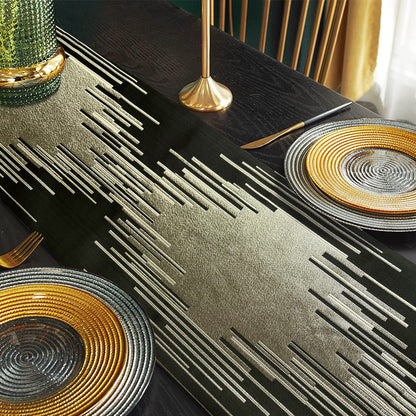 Glam Champagne Table Runner 13 x 98 Inches Long Double Layer Abstract Pattern with Luxury Tassel for Coffee Sofa Dresser Dining Table Fireplace Home Decor - 7DAY'S