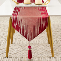 Glam Champagne Table Runner 13 x 98 Inches Long Double Layer Abstract Pattern with Luxury Tassel for Coffee Sofa Dresser Dining Table Fireplace Home Decor - 7DAY'S