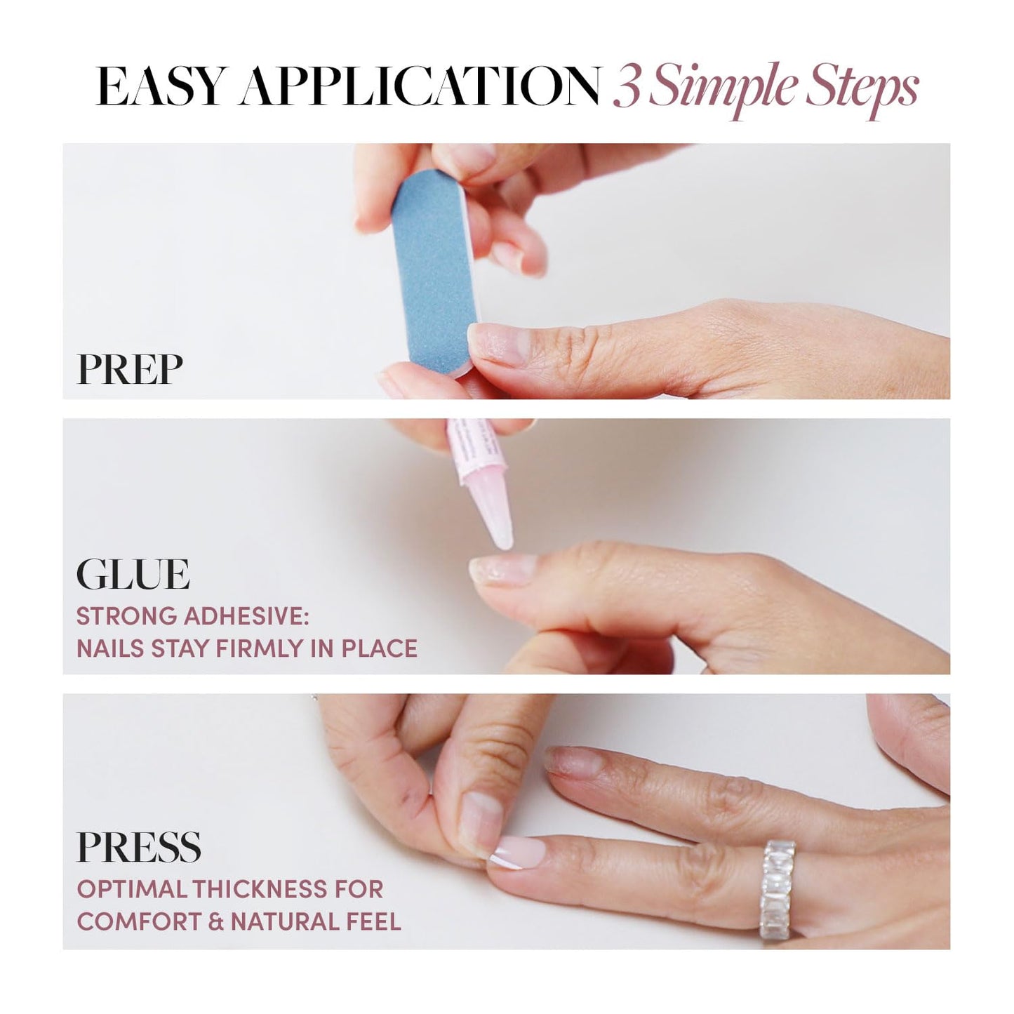 Glamnetic Press On Nails - Goal Digger | Glossy, Semi - Transparent, Short Round Nails, Reusable | 12 Sizes - 30 Nail Kit with Glue - 7DAY'S