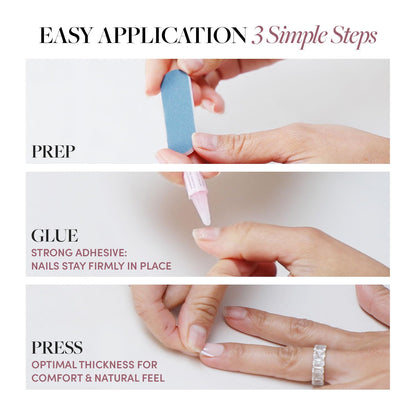 Glamnetic Press On Nails - Goal Digger | Glossy, Semi - Transparent, Short Round Nails, Reusable | 12 Sizes - 30 Nail Kit with Glue - 7DAY'S