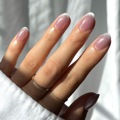 Glamnetic Press On Nails - Goal Digger | Glossy, Semi - Transparent, Short Round Nails, Reusable | 12 Sizes - 30 Nail Kit with Glue - 7DAY'S