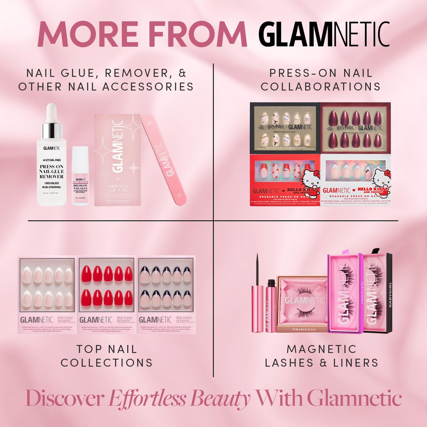 Glamnetic Press On Nails - Goal Digger | Glossy, Semi - Transparent, Short Round Nails, Reusable | 12 Sizes - 30 Nail Kit with Glue - 7DAY'S