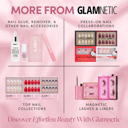 Glamnetic Press On Nails - Goal Digger | Glossy, Semi - Transparent, Short Round Nails, Reusable | 12 Sizes - 30 Nail Kit with Glue - 7DAY'S