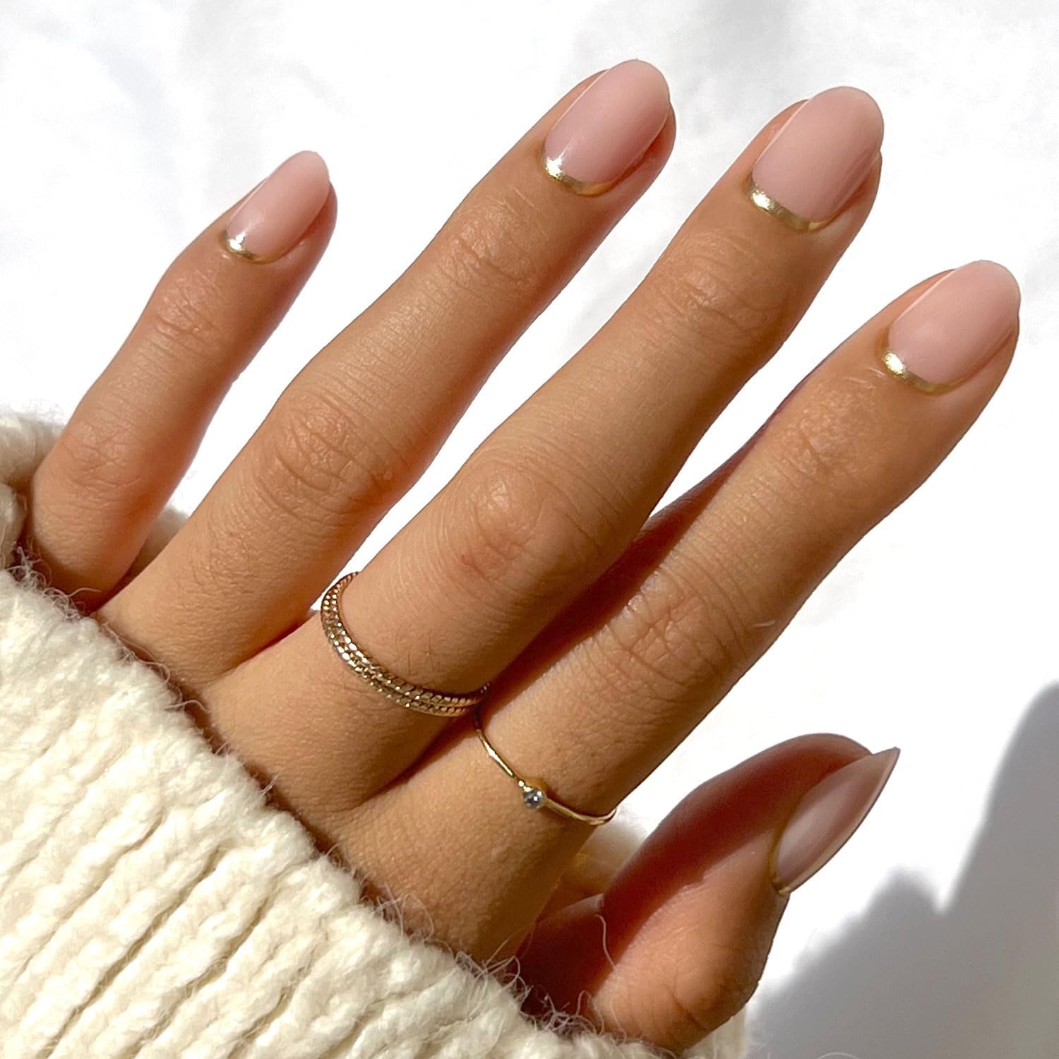 Glamnetic Press On Nails - Goal Digger | Glossy, Semi - Transparent, Short Round Nails, Reusable | 12 Sizes - 30 Nail Kit with Glue - 7DAY'S