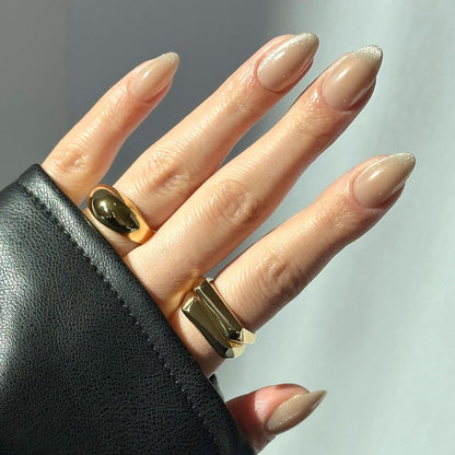Glamnetic Press On Nails - Goal Digger | Glossy, Semi - Transparent, Short Round Nails, Reusable | 12 Sizes - 30 Nail Kit with Glue - 7DAY'S