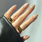 Glamnetic Press On Nails - Goal Digger | Glossy, Semi - Transparent, Short Round Nails, Reusable | 12 Sizes - 30 Nail Kit with Glue - 7DAY'S