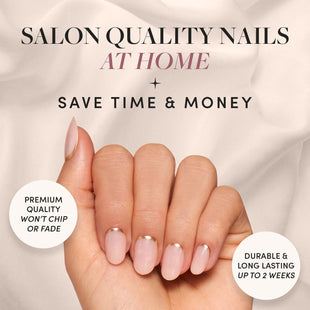Glamnetic Press On Nails - Goal Digger | Glossy, Semi - Transparent, Short Round Nails, Reusable | 12 Sizes - 30 Nail Kit with Glue - 7DAY'S