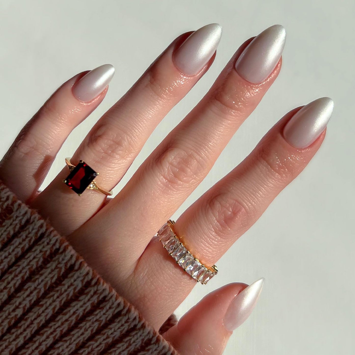 Glamnetic Press On Nails - Goal Digger | Glossy, Semi - Transparent, Short Round Nails, Reusable | 12 Sizes - 30 Nail Kit with Glue - 7DAY'S