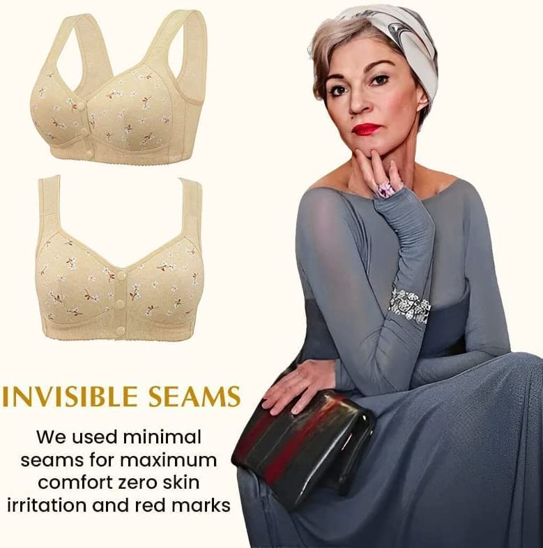 Glamorette Granny Bra,Granny Bras for Older Women Front Snap Closure,Glamorette Snap Front Bra Older Women - 7DAY'S