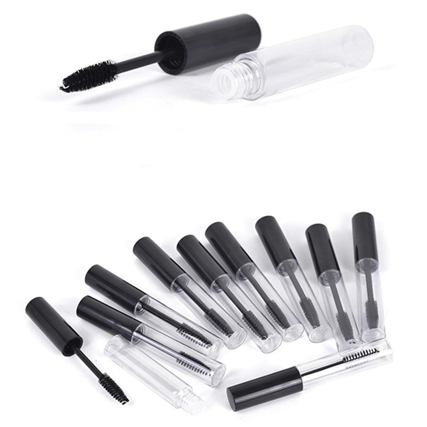 Glass Empty Mascara Tube and Wand, 10ml, Pink, 1Set - 7DAY'S