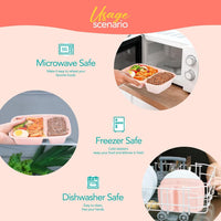 Glotoch 150 Pack Pink Meal Prep Containers 32OZ 2 Compartments to Go Containers for Food,Plastic Food Containers with Lids for Microwave Dishwasher Freezer Safe - 7DAY'S