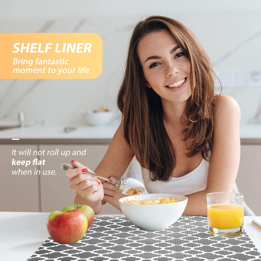 Glotoch 2 Rolls Shelf Liners for Kitchen Cabinets 12” x 20 ft. - Non Adhesive Cabinet and Drawer Liner, Double Sided Non - Slip Durable and Strong, Quatrefoil - 7DAY'S