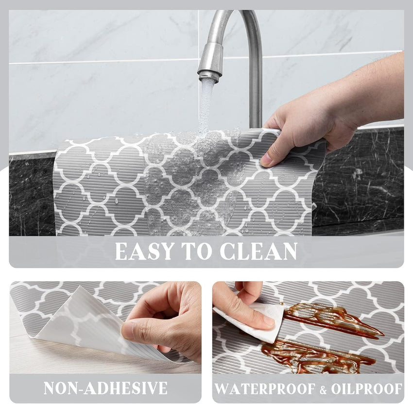 Glotoch 2 Rolls Shelf Liners for Kitchen Cabinets - Non Adhesive Cabinet and Drawer Liner, Double Sided Non - Slip Durable and Strong, 12” x 20 ft & 17.5” x 30 ft - 7DAY'S