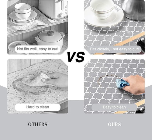 Glotoch 2 Rolls Shelf Liners for Kitchen Cabinets - Non Adhesive Cabinet and Drawer Liner, Double Sided Non - Slip Durable and Strong, 12” x 20 ft & 17.5” x 30 ft - 7DAY'S