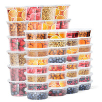 Glotoch 24 Pack 16 oz Deli Containers with Lids, Plastic Food Storage Freezer Storge Soup Containers with Lids - Microwave, Freezer & Dishwasher Safe Eco - Friendly, BPA - Free, Reusable & Stackable - 7DAY'S