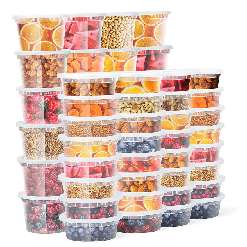 Glotoch 24 Pack 16 oz Deli Containers with Lids, Plastic Food Storage Freezer Storge Soup Containers with Lids - Microwave, Freezer & Dishwasher Safe Eco - Friendly, BPA - Free, Reusable & Stackable - 7DAY'S