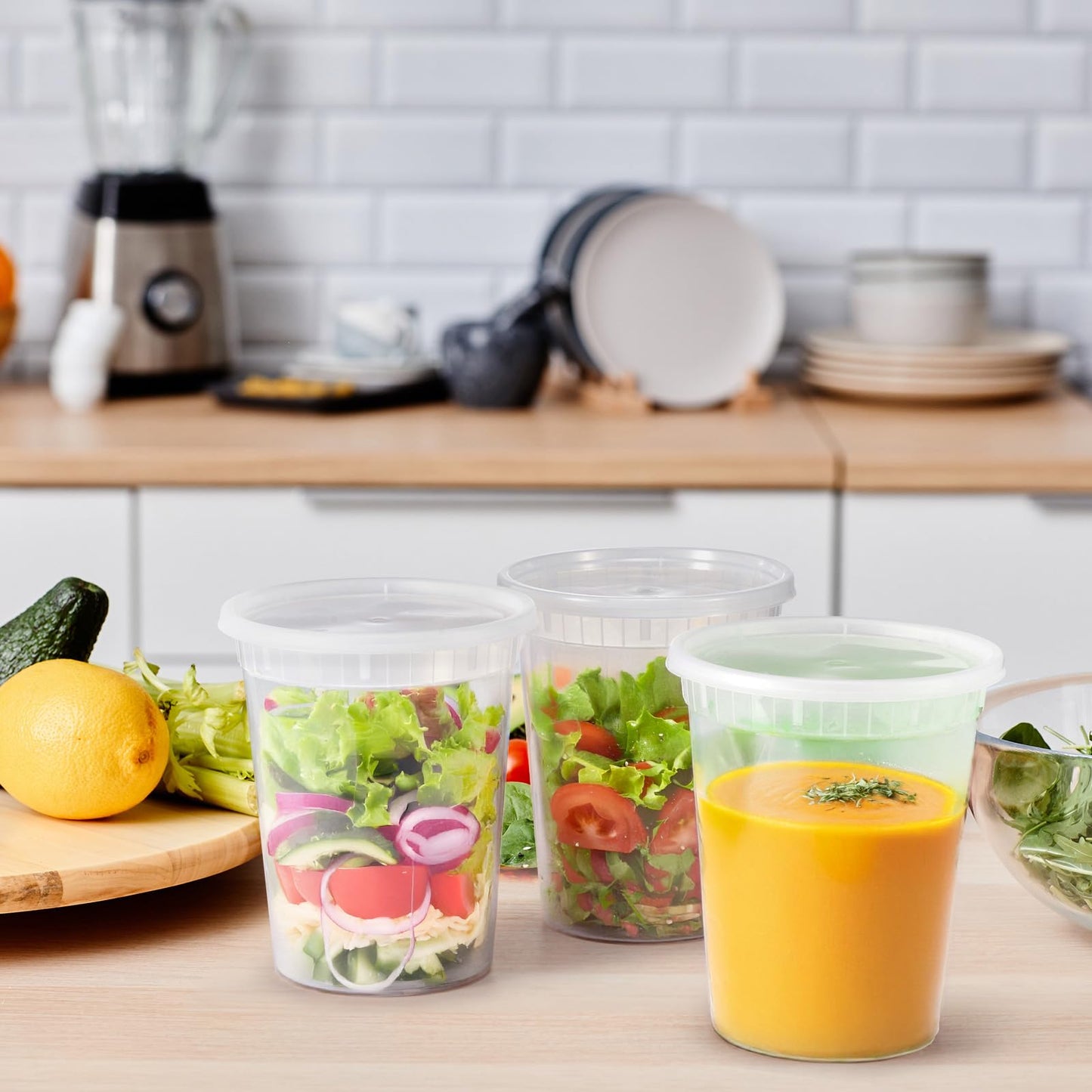 Glotoch 24 Pack 16 oz Deli Containers with Lids, Plastic Food Storage Freezer Storge Soup Containers with Lids - Microwave, Freezer & Dishwasher Safe Eco - Friendly, BPA - Free, Reusable & Stackable - 7DAY'S