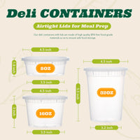 Glotoch 24 Pack 16 oz Deli Containers with Lids, Plastic Food Storage Freezer Storge Soup Containers with Lids - Microwave, Freezer & Dishwasher Safe Eco - Friendly, BPA - Free, Reusable & Stackable - 7DAY'S