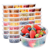 Glotoch 24 Pack 16 oz Deli Containers with Lids, Plastic Food Storage Freezer Storge Soup Containers with Lids - Microwave, Freezer & Dishwasher Safe Eco - Friendly, BPA - Free, Reusable & Stackable - 7DAY'S