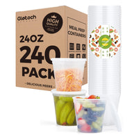 Glotoch 24 Pack 16 oz Deli Containers with Lids, Plastic Food Storage Freezer Storge Soup Containers with Lids - Microwave, Freezer & Dishwasher Safe Eco - Friendly, BPA - Free, Reusable & Stackable - 7DAY'S