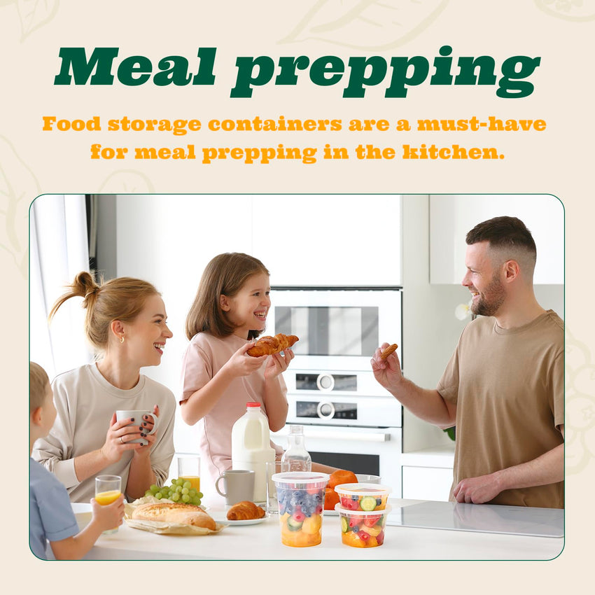 Glotoch 24 Pack 16 oz Deli Containers with Lids, Plastic Food Storage Freezer Storge Soup Containers with Lids - Microwave, Freezer & Dishwasher Safe Eco - Friendly, BPA - Free, Reusable & Stackable - 7DAY'S