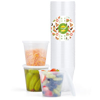 Glotoch 24 Pack 16 oz Deli Containers with Lids, Plastic Food Storage Freezer Storge Soup Containers with Lids - Microwave, Freezer & Dishwasher Safe Eco - Friendly, BPA - Free, Reusable & Stackable - 7DAY'S