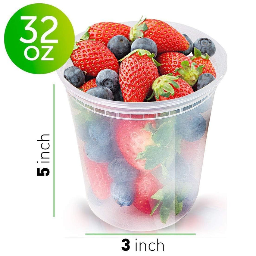 Glotoch 24 Pack 16 oz Deli Containers with Lids, Plastic Food Storage Freezer Storge Soup Containers with Lids - Microwave, Freezer & Dishwasher Safe Eco - Friendly, BPA - Free, Reusable & Stackable - 7DAY'S