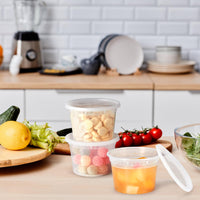 Glotoch 24 Pack 16 oz Deli Containers with Lids, Plastic Food Storage Freezer Storge Soup Containers with Lids - Microwave, Freezer & Dishwasher Safe Eco - Friendly, BPA - Free, Reusable & Stackable - 7DAY'S