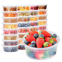 Glotoch 24 Pack 16 oz Deli Containers with Lids, Plastic Food Storage Freezer Storge Soup Containers with Lids - Microwave, Freezer & Dishwasher Safe Eco - Friendly, BPA - Free, Reusable & Stackable - 7DAY'S