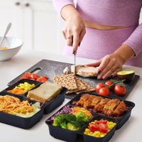 Glotoch 50 Pack (100 - Piece) 34oz Meal Prep Containers Reusable with Lids 3 - Compartment Containers Microwave, Freezer, Dishwasher Safe - Leakproof Durable To Go Take Out Plastic Food Storage - 7DAY'S