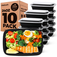 Glotoch 50 Pack (100 - Piece) 34oz Meal Prep Containers Reusable with Lids 3 - Compartment Containers Microwave, Freezer, Dishwasher Safe - Leakproof Durable To Go Take Out Plastic Food Storage - 7DAY'S
