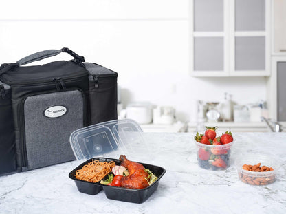 Glotoch 50 Pack 32 oz Meal Prep Containers Reusable, 2 Compartment Food Containers with Lids To Go Containers, Lunch - Microwave,Freezer,Dishwasher Safe - 7DAY'S