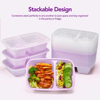 Glotoch 50 Pack 32 oz Meal Prep Containers Reusable, 2 Compartment Food Containers with Lids To Go Containers, Lunch - Microwave,Freezer,Dishwasher Safe - 7DAY'S