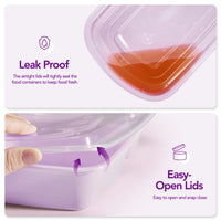Glotoch 50 Pack 32 oz Meal Prep Containers Reusable, 2 Compartment Food Containers with Lids To Go Containers, Lunch - Microwave,Freezer,Dishwasher Safe - 7DAY'S
