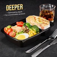 Glotoch 50 Pack 32 oz Meal Prep Containers Reusable, 2 Compartment Food Containers with Lids To Go Containers, Lunch - Microwave,Freezer,Dishwasher Safe - 7DAY'S