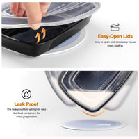 Glotoch 50 Pack 32 oz Meal Prep Containers Reusable, 2 Compartment Food Containers with Lids To Go Containers, Lunch - Microwave,Freezer,Dishwasher Safe - 7DAY'S