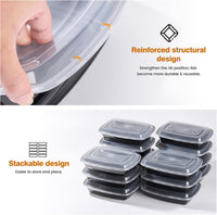 Glotoch 50 Pack 32 oz Meal Prep Containers Reusable, 2 Compartment Food Containers with Lids To Go Containers, Lunch - Microwave,Freezer,Dishwasher Safe - 7DAY'S