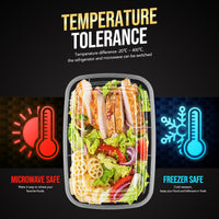 Glotoch 50 Pack 32 oz Meal Prep Containers Reusable, 2 Compartment Food Containers with Lids To Go Containers, Lunch - Microwave,Freezer,Dishwasher Safe - 7DAY'S