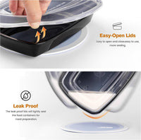 Glotoch 50 Pack 32 oz Meal Prep Containers Reusable, 2 Compartment Food Containers with Lids To Go Containers, Lunch - Microwave,Freezer,Dishwasher Safe - 7DAY'S