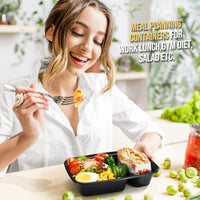 Glotoch 50 Pack 32 oz Meal Prep Containers Reusable, 2 Compartment Food Containers with Lids To Go Containers, Lunch - Microwave,Freezer,Dishwasher Safe - 7DAY'S