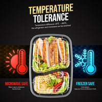 Glotoch 50 Pack 32 oz Meal Prep Containers Reusable, 2 Compartment Food Containers with Lids To Go Containers, Lunch - Microwave,Freezer,Dishwasher Safe - 7DAY'S