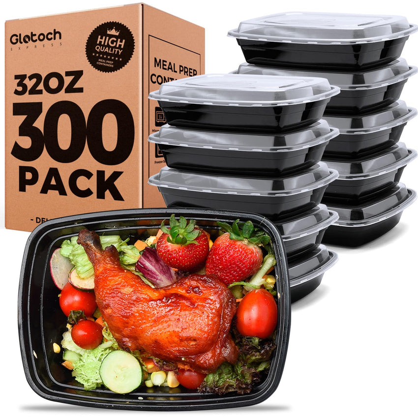 Glotoch 50 Pack 32 oz Meal Prep Containers Reusable, 2 Compartment Food Containers with Lids To Go Containers, Lunch - Microwave,Freezer,Dishwasher Safe - 7DAY'S