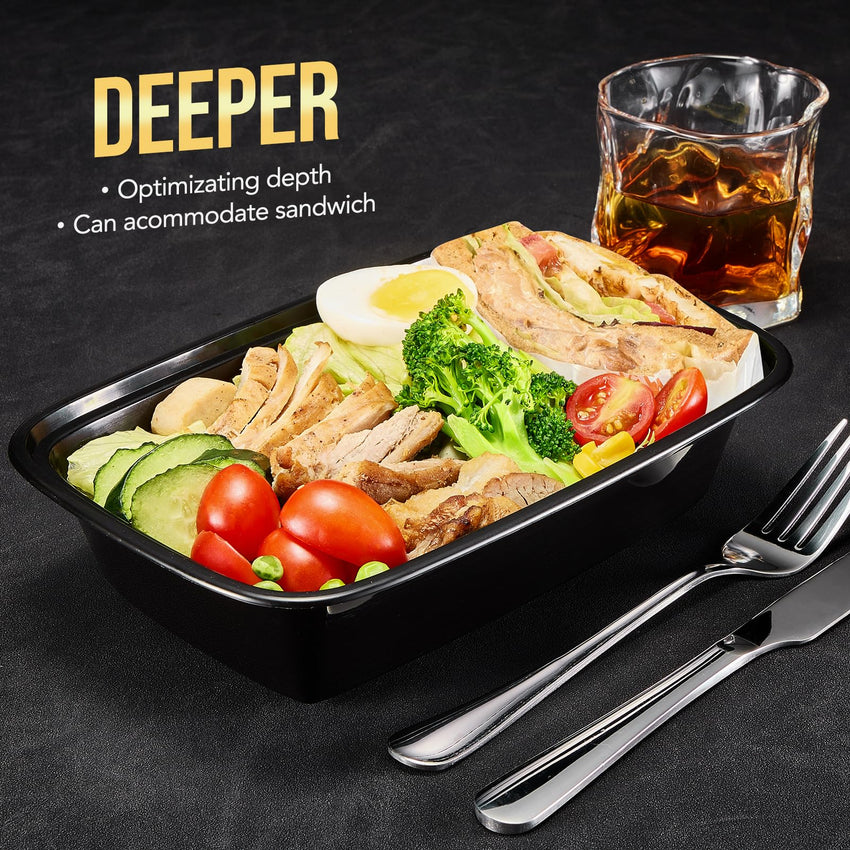Glotoch 50 Pack 32 oz Meal Prep Containers Reusable, 2 Compartment Food Containers with Lids To Go Containers, Lunch - Microwave,Freezer,Dishwasher Safe - 7DAY'S