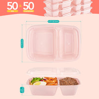 Glotoch 50 Pack 32 oz Meal Prep Containers Reusable, 2 Compartment Food Containers with Lids To Go Containers, Lunch - Microwave,Freezer,Dishwasher Safe - 7DAY'S